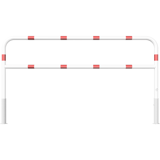 Access barriers | removable and revolving | with triangular locking mechanism | with quarter-bend bar | hot-dip galvanized and white coatedwith red reflecting stripes | total width: 2500 mm